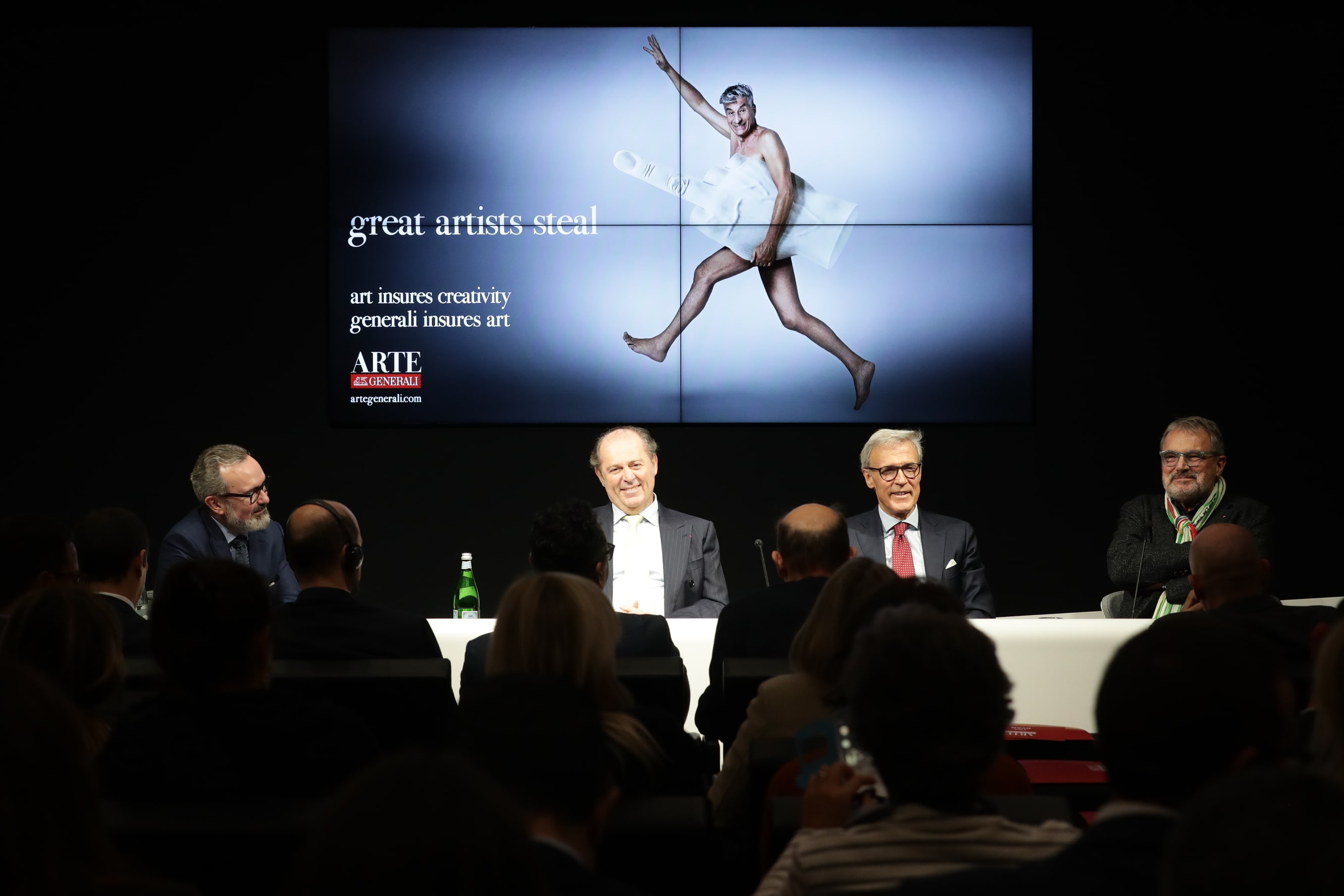 From left to right: Jean Gazançon, Philippe Donnet, Giovanni Liverani, Oliviero Toscani (credits Imagoeconomica)