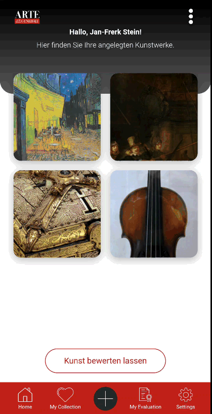 Main Menu ARTE Generali App