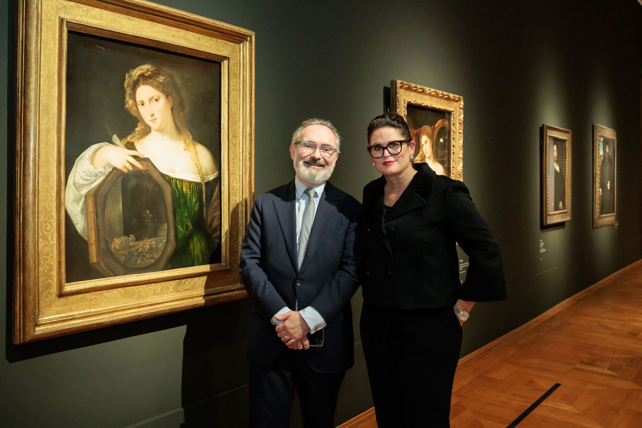 Photo | Jean Gazançon (left) and Julia Ries (right) at the pre-opening of the Venezia500<< exhibition at Alte Pinakothek, Munich, Germany.
